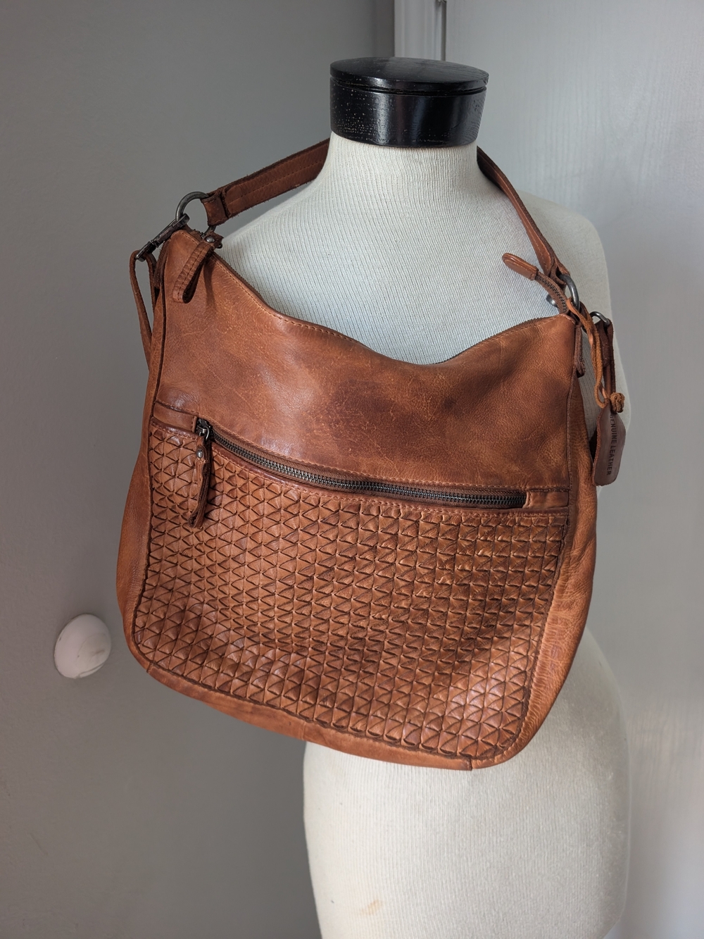 Everyday Tan Woven Leather Shoulder Bag